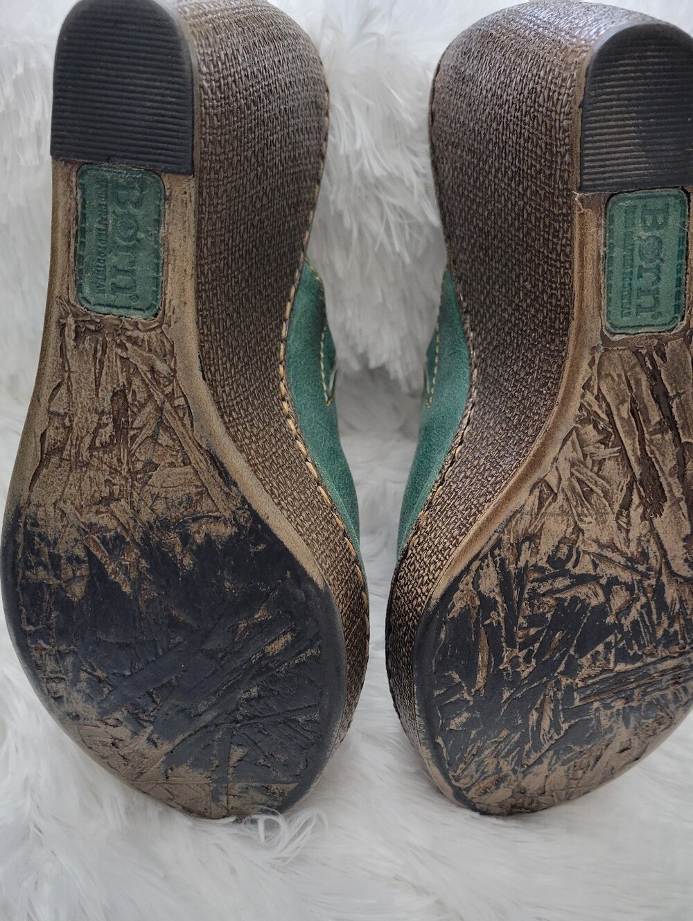Born, Size 8, Wedge Sandals, Teal, Leather - Picture 6 of 8